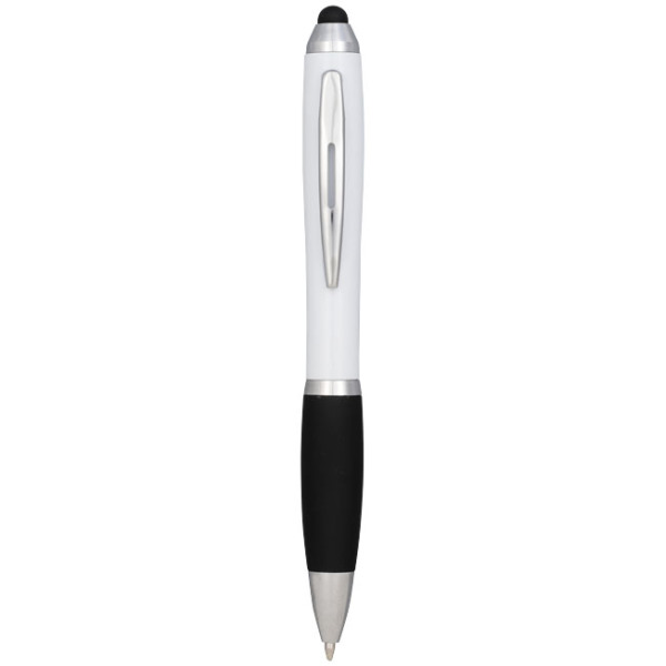 Nash stylus balpen met gekleurde houder en zwarte grip - Wit/Zwart
