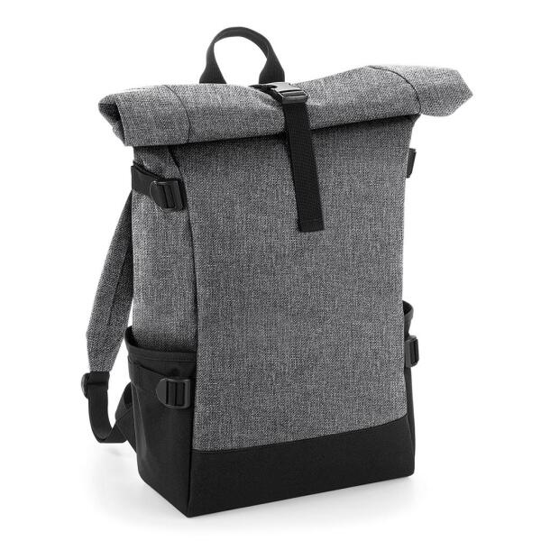 BagBase Block Roll-Top Backpack, Grey Marl/Black, ONE, Bagbase