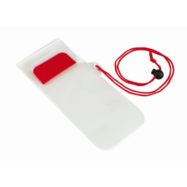 Transparant spatwaterdicht telefoontasje SMART SPLASH rood