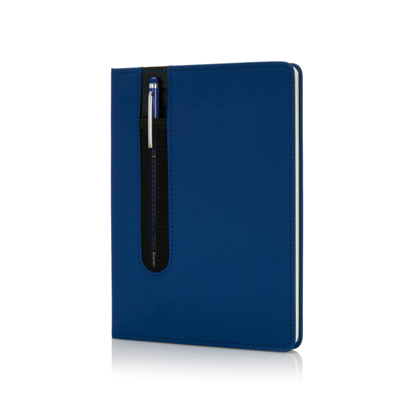 Basic Hardcover PU A5 Notizbuch mit Stylus-Stift, navy blau
