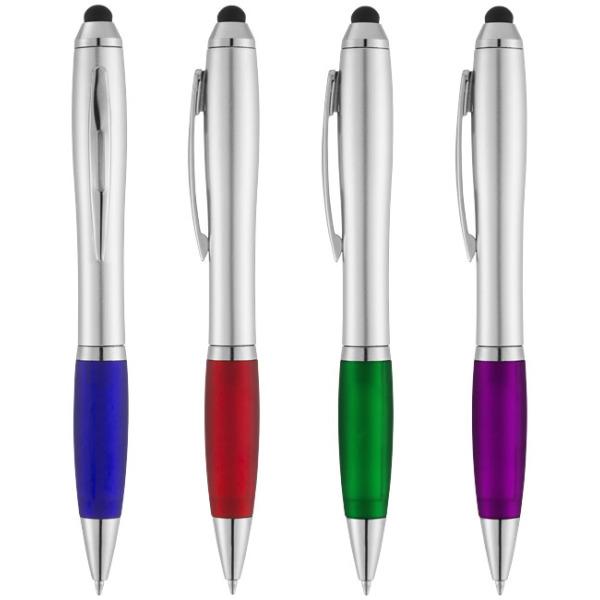 Nash stylus balpen met gekleurde grip - Zilver/Rood