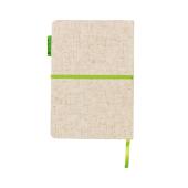 A5 jute katoen notitieboek, groen, groen