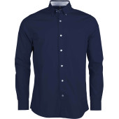 Heren poplin overhemd lange mouwen Navy S
