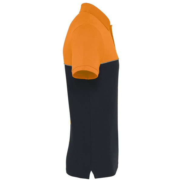 Ecologische uniseks polo met korte mouwen in twee kleuren Black / Orange XXL