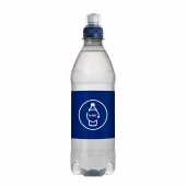bronwater in 100% gereycleerd plastic (RPET) flesje 5000ml met donkerblauwe PMS2747 sportdop