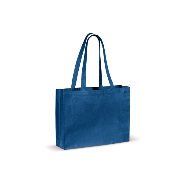Recycled cotton bag with gusset 140g/m² 49x14x37cm - Blue