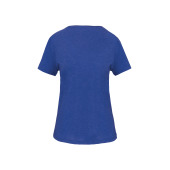 Bio dames-t-shirt kraag met onafgewerkte rand korte mouwen Ocean Blue Heather XS