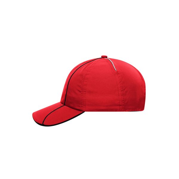 MB6202 6 Panel Polyester Cap rood/zwart one size