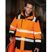 Printable Waterproof Softshell Safety Coat - Fluorescent Orange/Black