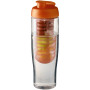 H2O Active® Tempo 700 ml sportfles en infuser met flipcapdeksel - Transparant/Oranje