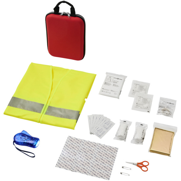 Handies 46-piece first aid kit and safety vest - Red