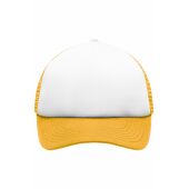 MB071 5 Panel Polyester Mesh Cap for Kids - white/gold-yellow - one size