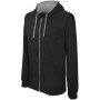 Herensweater met rits en capuchon in contrasterende kleur Black / Fine Grey 4XL