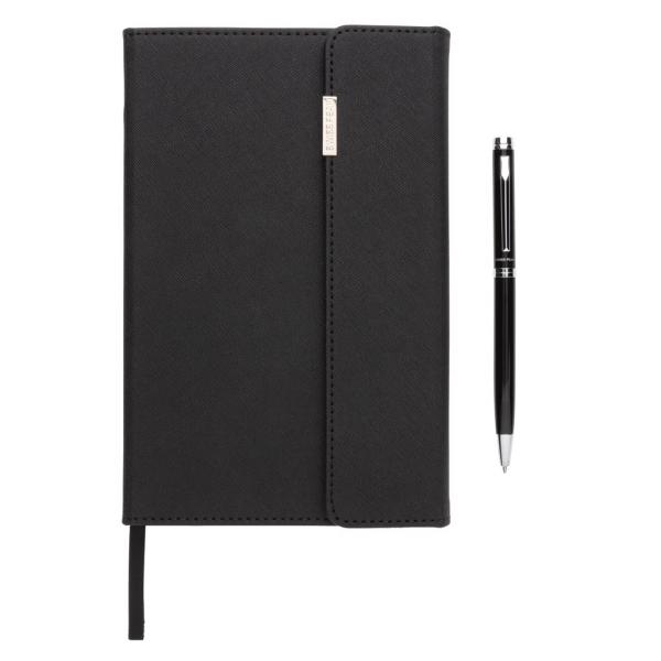Swiss Peak deluxe A5 notitieboek en pen set, zwart