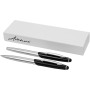 Geneva stylus ballpoint pen and rollerball pen set - Silver/Solid black