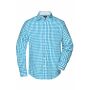 Men's Checked Shirt - turquoise/white - S
