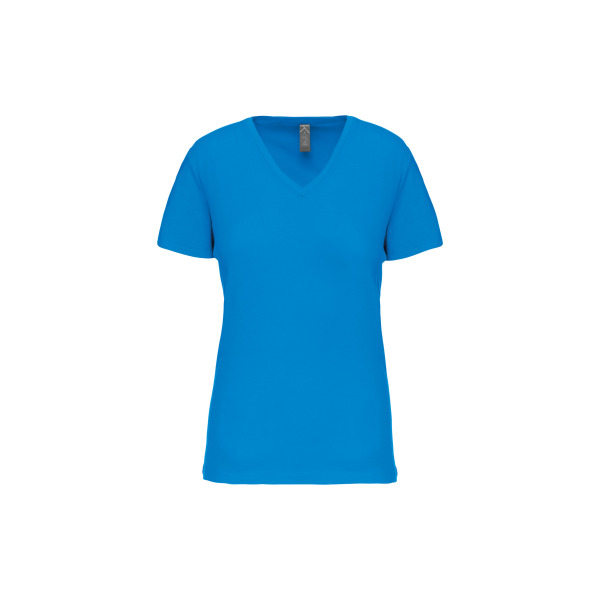 Dames-t-shirt BIO150 V-hals Tropical Blue XL
