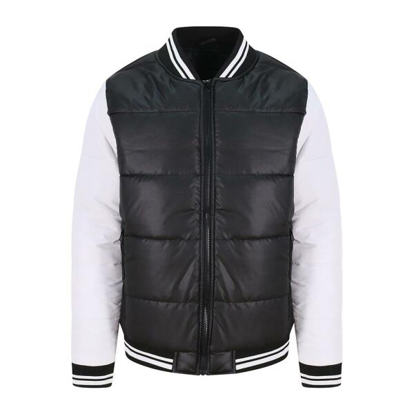 AWDis Varsity Puffer Jacket, Jet Black/White, L, Just Hoods
