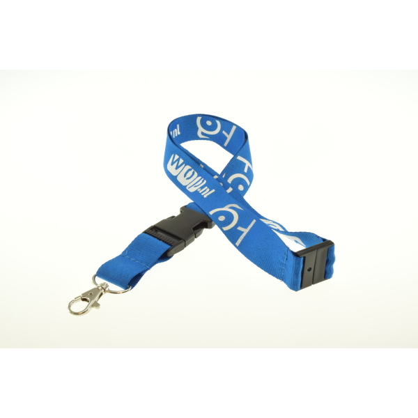 Keycord met buckle en safety clip - blauw