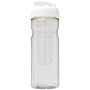 H2O Active® Base 650 ml sportfles en infuser met flipcapdeksel - Transparant/Wit
