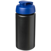 Baseline® Plus grip 500 ml sportflaska med uppfällbart lock - Svart/Blå