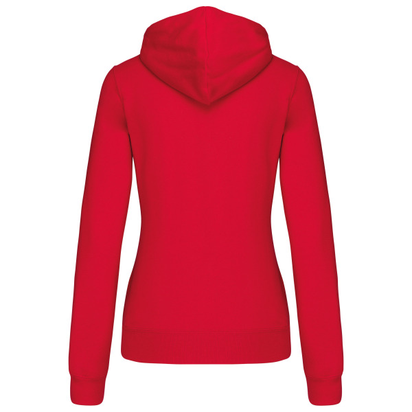 Damessweater met capuchon in contrasterende kleur Red / White XL