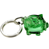 Sleutelhanger mini varken biggetje gerecycled transparant groen
