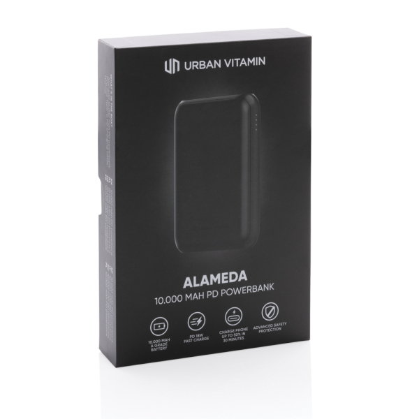 Urban Vitamin Alameda 10.000 mAh 18W PD powerbank, zwart