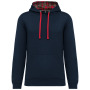 Unisex sweater met capuchon met contrasterend motief Navy / Red Tartan XS