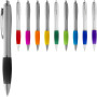 Nash ballpoint pen silver barrel and coloured grip - Silver/Red