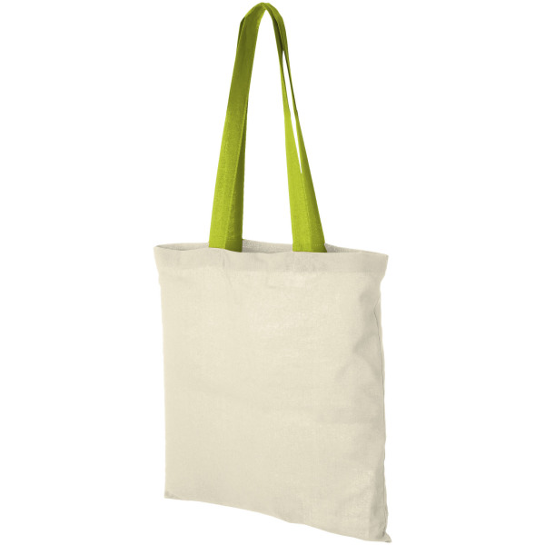 Nevada 100 g/m² cotton tote bag coloured handles 7L - Natural/Lime