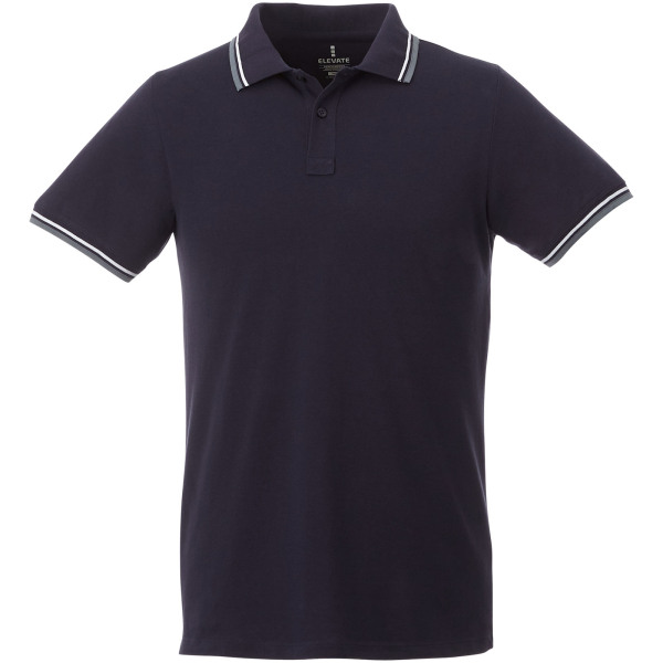 Fairfield short sleeve men's polo with tipping - Navy/Grey melange/White - XS