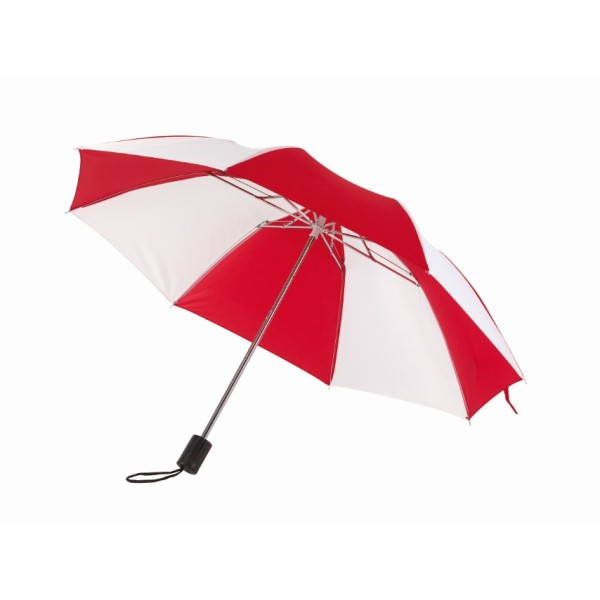Opvouwbare, uit 2 secties bestaande manueel te openen paraplu REGULAR rood, wit