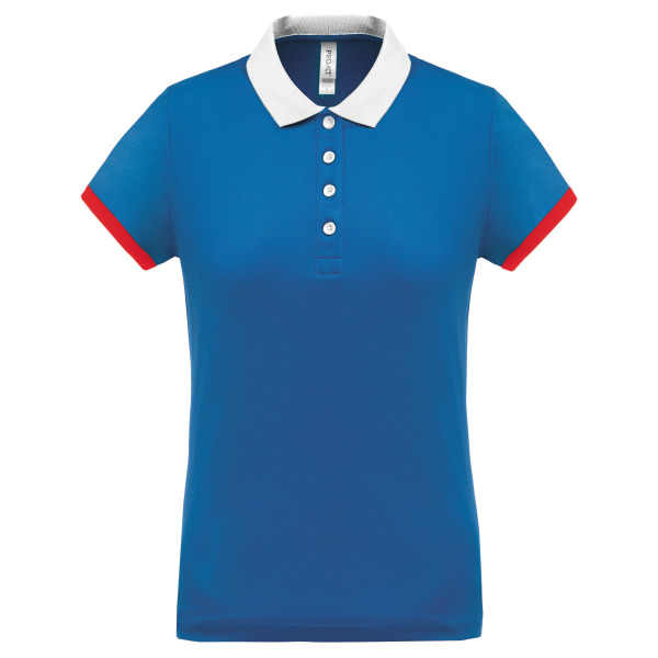 Dames-sportpolo Sporty Royal Blue / White / Red XS