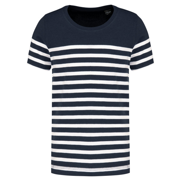 Marine-t-shirt ronde hals Bio kind Navy / White Stripes 4/6 ans