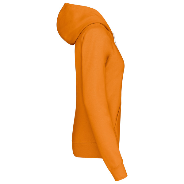 Damessweater met capuchon in contrasterende kleur Orange / White M
