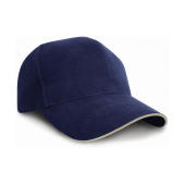 Sandwich Brushed Cotton Cap - Navy/Natural - One Size