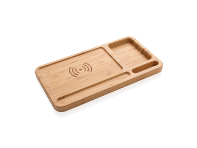 Bamboe desk organizer met 5W draadloze oplader