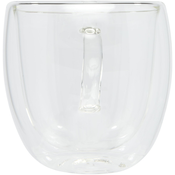 Manti 250 ml 2-delige dubbelwandige glazen kop met bamboe onderzetter - Transparant/Naturel