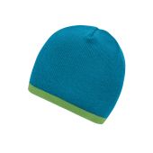 MB7584 Beanie with Contrasting Border turquoise/lime one size