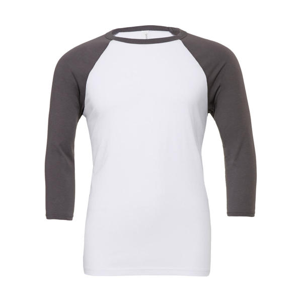 Unisex 3/4 Sleeve Baseball T-Shirt - White/Deep Heather - XS
