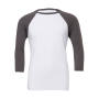 Unisex 3/4 Sleeve Baseball T-Shirt - White/Deep Heather - S