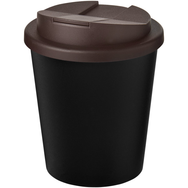 Americano® Espresso Eco 250 ml recycled tumbler with spill-proof lid - Solid black/Brown