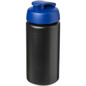 Baseline® Plus grip 500 ml sportfles met flipcapdeksel - Zwart/Blauw