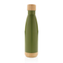 Vacuüm roestvrijstalen fles met bamboe deksel en bodem, groe