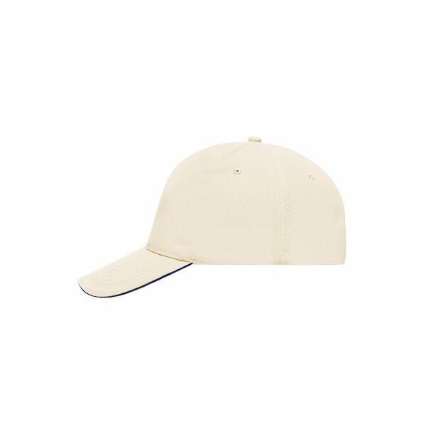 MB035 5 Panel Sandwich Cap - natural/navy - one size
