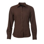 Ladies' Shirt Longsleeve Poplin - brown - 3XL