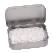 Scharnierblik met ca. 45 gr. mintjes Scharnierblik met ca. 45 gr. mintjes
