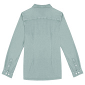 Ecologisch verwassen damesoverhemd Washed Jade Green S