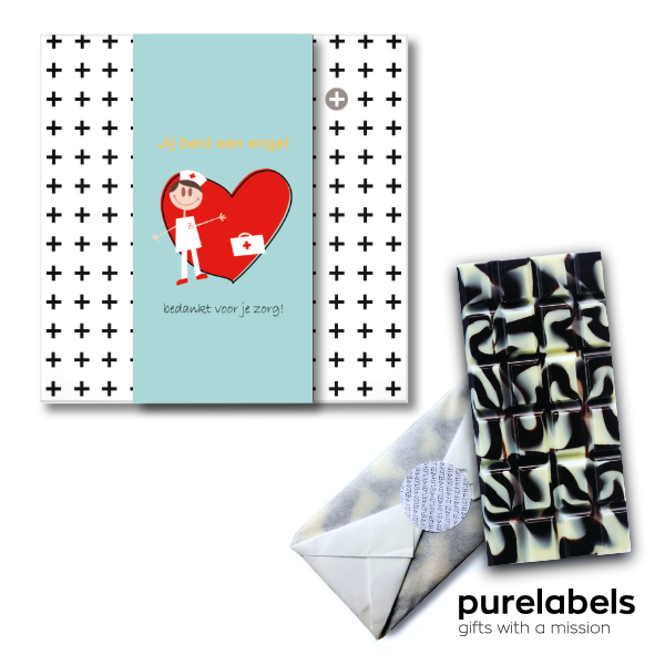 Dag van de Zorg cadeau | Fairtrade chocoladereep in geschenkdoosje | Verpleger